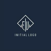 EU initial logo with luxury rectangle style design vector