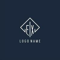 EX initial logo with luxury rectangle style design vector