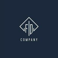 FD initial logo with luxury rectangle style design vector