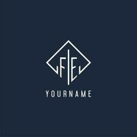 FE initial logo with luxury rectangle style design vector