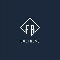 FB initial logo with luxury rectangle style design vector