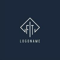 FT initial logo with luxury rectangle style design vector
