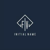 FV initial logo with luxury rectangle style design vector