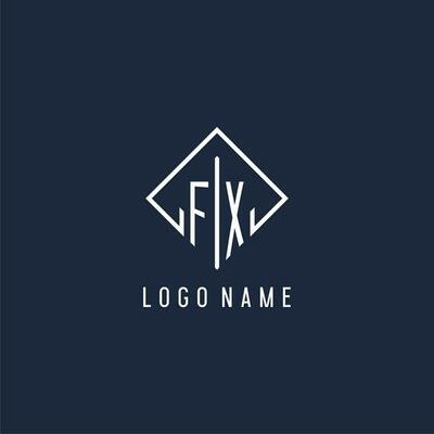 FX initial logo with luxury rectangle style design