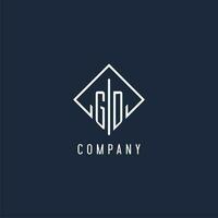 GD initial logo with luxury rectangle style design vector