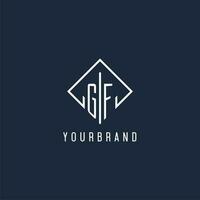 GF initial logo with luxury rectangle style design vector