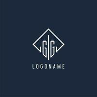 GG initial logo with luxury rectangle style design vector