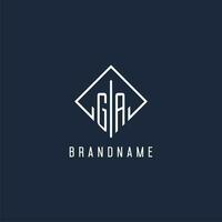 GA initial logo with luxury rectangle style design vector