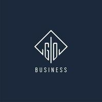 GO initial logo with luxury rectangle style design vector