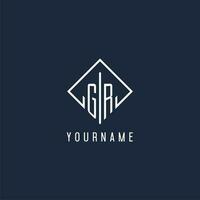 GR initial logo with luxury rectangle style design vector