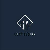 gy inicial logo con lujo rectángulo estilo diseño vector