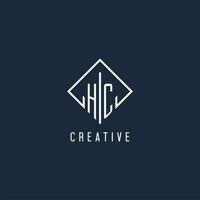 HC initial logo with luxury rectangle style design vector