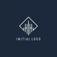 HH initial logo with luxury rectangle style design vector