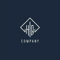 HQ initial logo with luxury rectangle style design vector