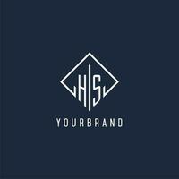HS initial logo with luxury rectangle style design vector