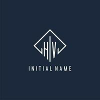 hv inicial logo con lujo rectángulo estilo diseño vector