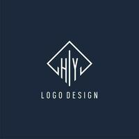 HY initial logo with luxury rectangle style design vector