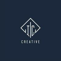 IC initial logo with luxury rectangle style design vector