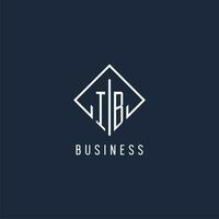 IB initial logo with luxury rectangle style design vector