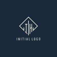IH initial logo with luxury rectangle style design vector
