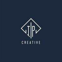 IP initial logo with luxury rectangle style design vector
