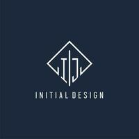 IJ initial logo with luxury rectangle style design vector