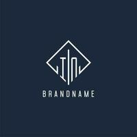 IN initial logo with luxury rectangle style design vector