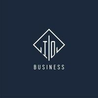 IO initial logo with luxury rectangle style design vector