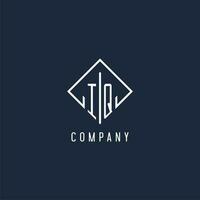 IQ initial logo with luxury rectangle style design vector