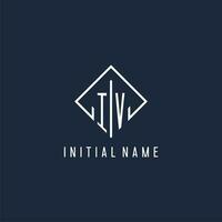 IV initial logo with luxury rectangle style design vector