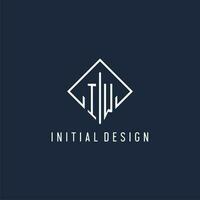 IW initial logo with luxury rectangle style design vector