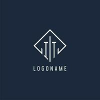 IT initial logo with luxury rectangle style design vector