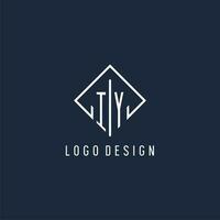 iy inicial logo con lujo rectángulo estilo diseño vector