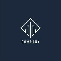 JD initial logo with luxury rectangle style design vector