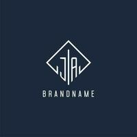JA initial logo with luxury rectangle style design vector