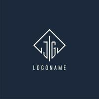 JG initial logo with luxury rectangle style design vector