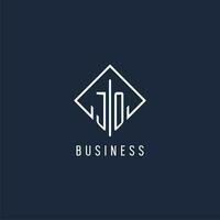 JO initial logo with luxury rectangle style design vector