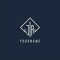 JR initial logo with luxury rectangle style design vector