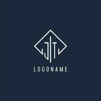 JT initial logo with luxury rectangle style design vector