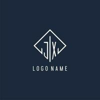 JX initial logo with luxury rectangle style design vector