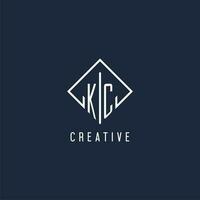 KC initial logo with luxury rectangle style design vector