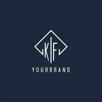 KF initial logo with luxury rectangle style design vector