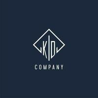 KD initial logo with luxury rectangle style design vector