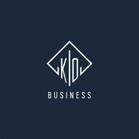 KO initial logo with luxury rectangle style design vector