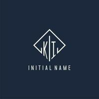 KI initial logo with luxury rectangle style design vector