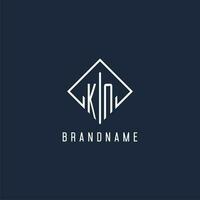 KN initial logo with luxury rectangle style design vector