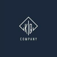 KQ initial logo with luxury rectangle style design vector