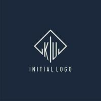 KU initial logo with luxury rectangle style design vector