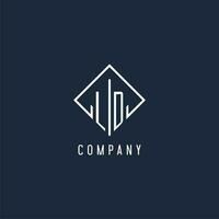 LD initial logo with luxury rectangle style design vector