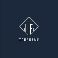 LE initial logo with luxury rectangle style design vector